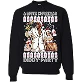 wild custom apparel A White Christmas Diddy Party Ugly Christmas Sweater Crewneck Sweatshirt