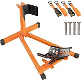Mockins Adjustable Motorcycle Wheel Chock for Trailer, Truck Bed &amp; Garage | 1500Lb Cap Motorcycle Wheel Stand for 16&rdquo; to 25&rdquo; Tall Tires | 14-Stage Positions | Waterproof Steel Motor Bike Stand &amp; Straps