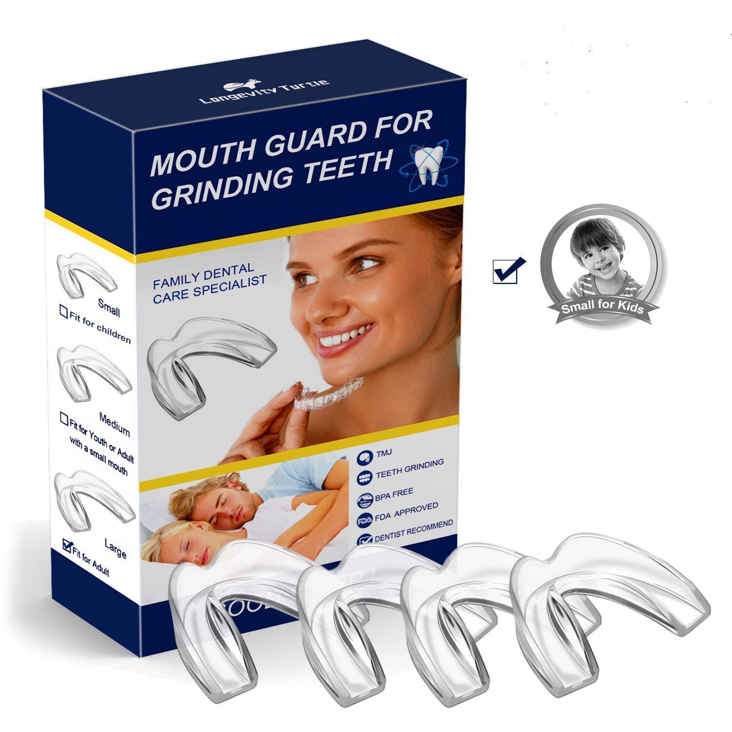 Moldable Small Size Night Mouthguard for Kids, Set of 4 BPA Free Moldable Mouth Guard for