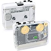 Auto Reverse ＆Clear Stereo Cassette Player,Built-in Cool Copper Wheel Movement＆Earphone,Cassette Tape to MP3 Converter with T
