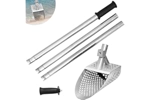 FOINWER Long Handle Sand Scoop for Metal Detecting, Heavy Duty Rust Proof Metal Detection Sand Shovel, Tool Digging Shovel with an Ergonomic Handle
