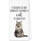 OINDADE Maine Coon Cat Gifts Kitchen Towels, Gifts for Maine Coon Cat Lovers Women Men, Cats Towels for CatLovers, Not Complete Without A MaineCoon Dish Tea Towel for Kitchen Decor, 16x24In