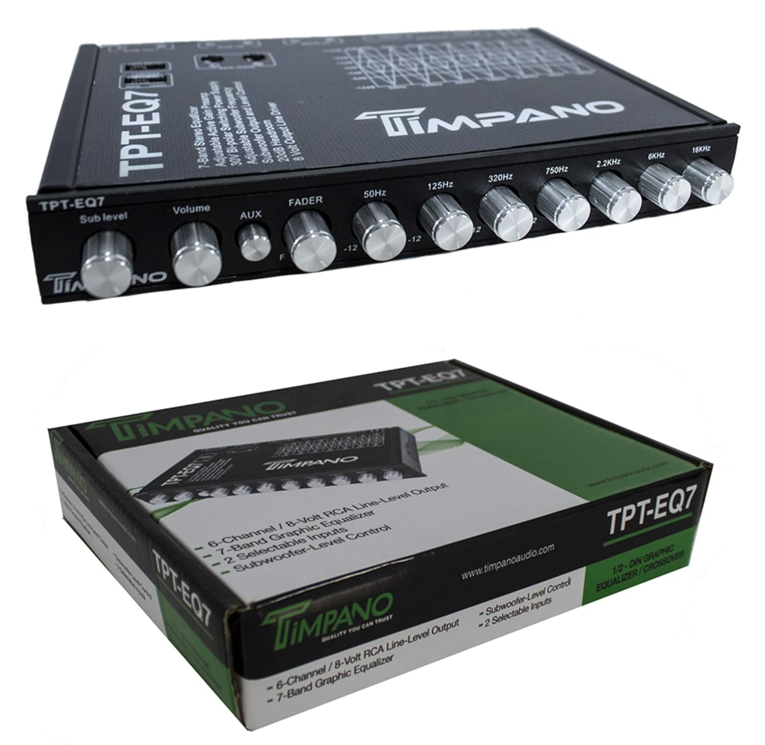 Car Electronics Timpano TPTEQ7 7 Band Graphic Equalizer Subwoofer
