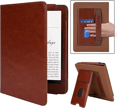 MMK Kindle Paperwhite Case 7/6.8 inch Premium PU Leather Smart Cover Brown
