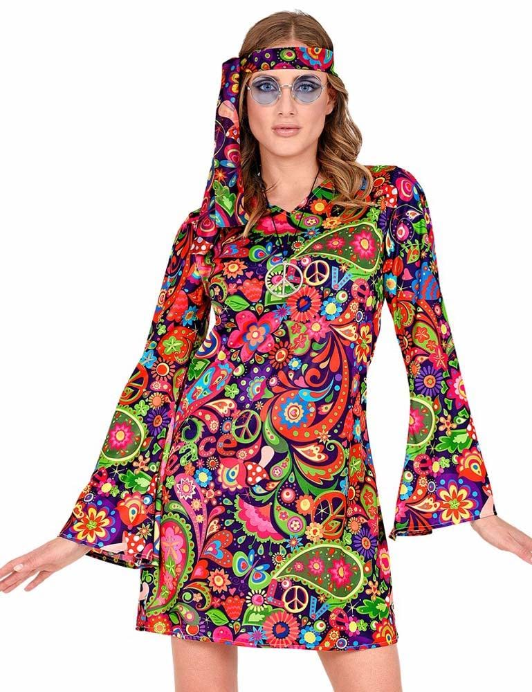 W WIDMANN MILANO Party Fashion - Hippie Woman Flower Power Fancy Dress Costume