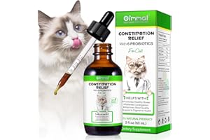 Cat Constipation Relief Drops 60 ml, Cat Laxative Drops with 6 Probiotics, Stool Softener for Cats - 2 Oz