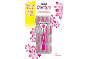 Schick Quattro for Women Razor, Enriched with Aloe and Vitamin E, 15 Cartridges