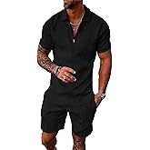 BIRW Men‘s Track Suits 2 Piece Summer Short Sets Outfits Fashion Polo Shirt Casual Short Sleeve and Shorts set