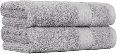 Set Asciugamani Bagno Spugna 100% Cotone Asciugamani Viso 50x100 cm, Grigio, Confezione 2 Pezzi