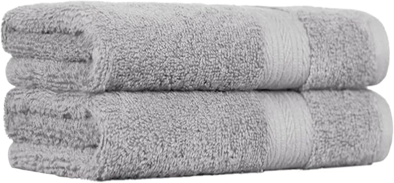 Set Asciugamani Bagno Spugna 100% Cotone Asciugamani Viso 50x100 cm, Grigio, Confezione 2 Pezzi — foto 1 di 8