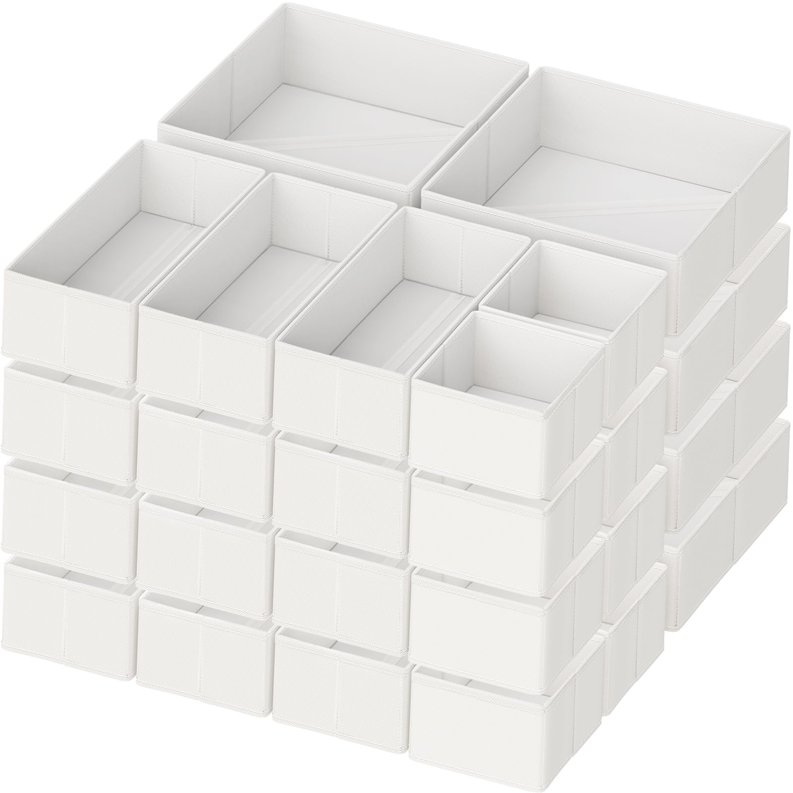 Criusia Drawer Organizer Clothes, 24 Pack Dresser Organizer for Baby Clothes, Underwear, Sock- Foldable Closet Organization and Storage Dividers Bins for Nursery, Bedroom and Dorm (White)
