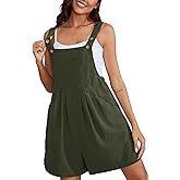 Muchpow Women's Summer Casual Rompers Wide Leg Short Overalls Button Adjustable Strap Jumpsuit with Pockets 2026