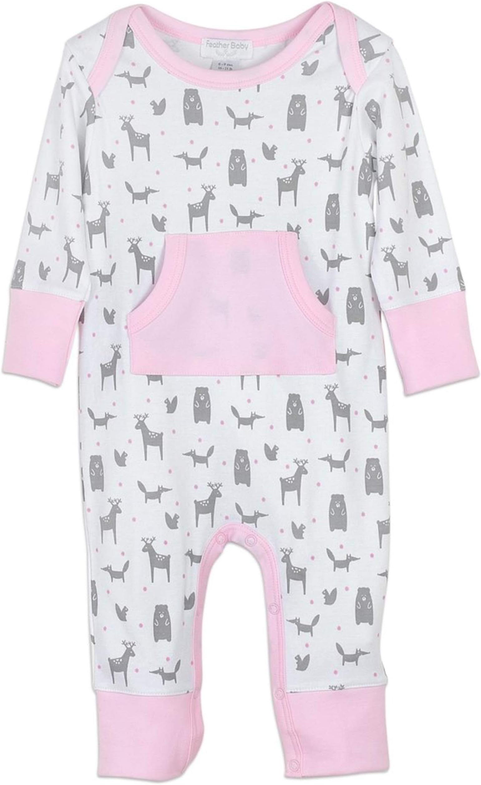 Feather Baby Boys Clothes Pima Cotton Long Sleeve Kangaroo Pocket Footless Jumpsuit Coverall Romper …