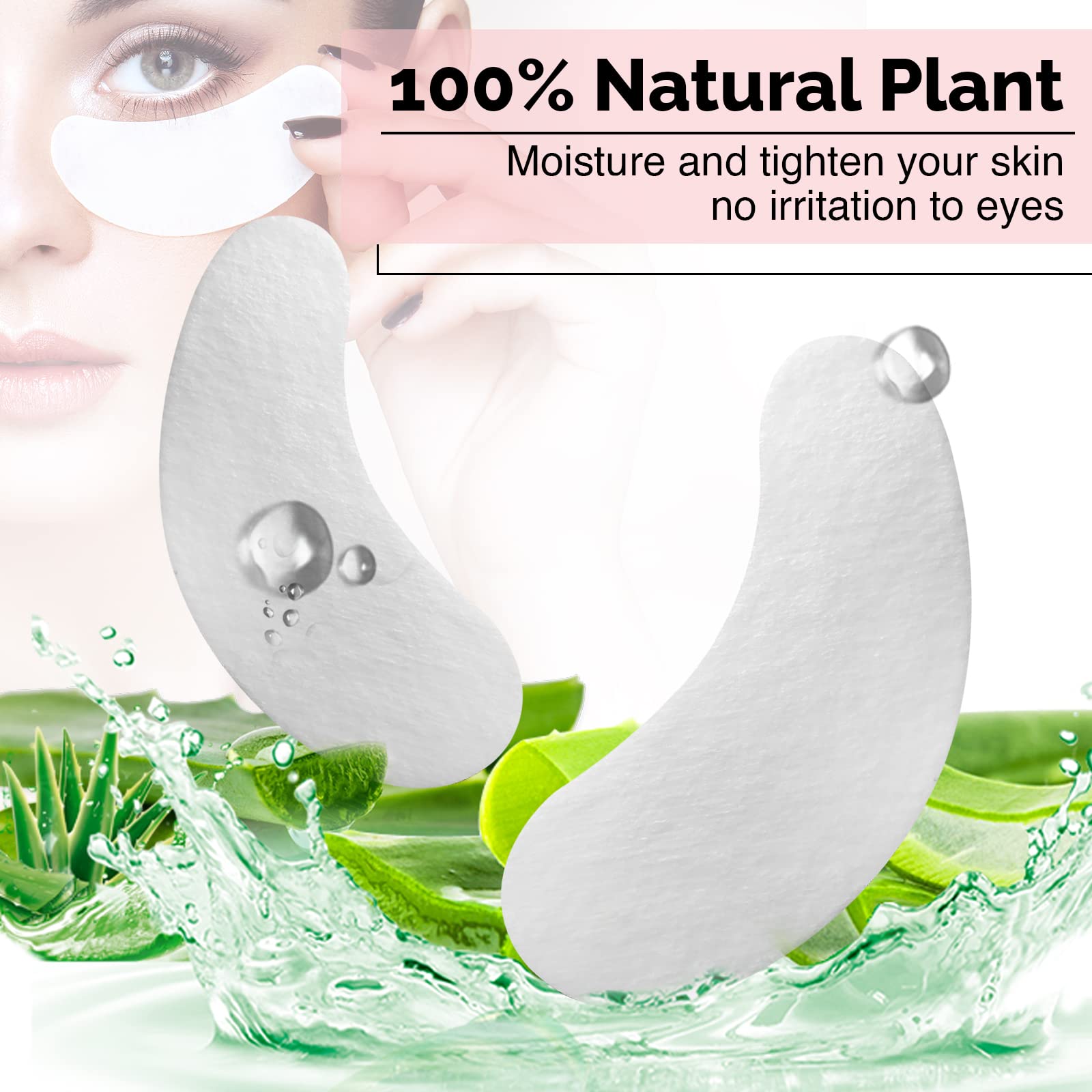 GreenLife 50 Pairs Eye Pads, 100% Naturel Eyelash Extension Under Eye Gel Pads patches kit Collagen with Aloe Vera Hydrogel Eye Patches set for Eyelash Extension Supplies Tools (50 150 300 Pairs)
