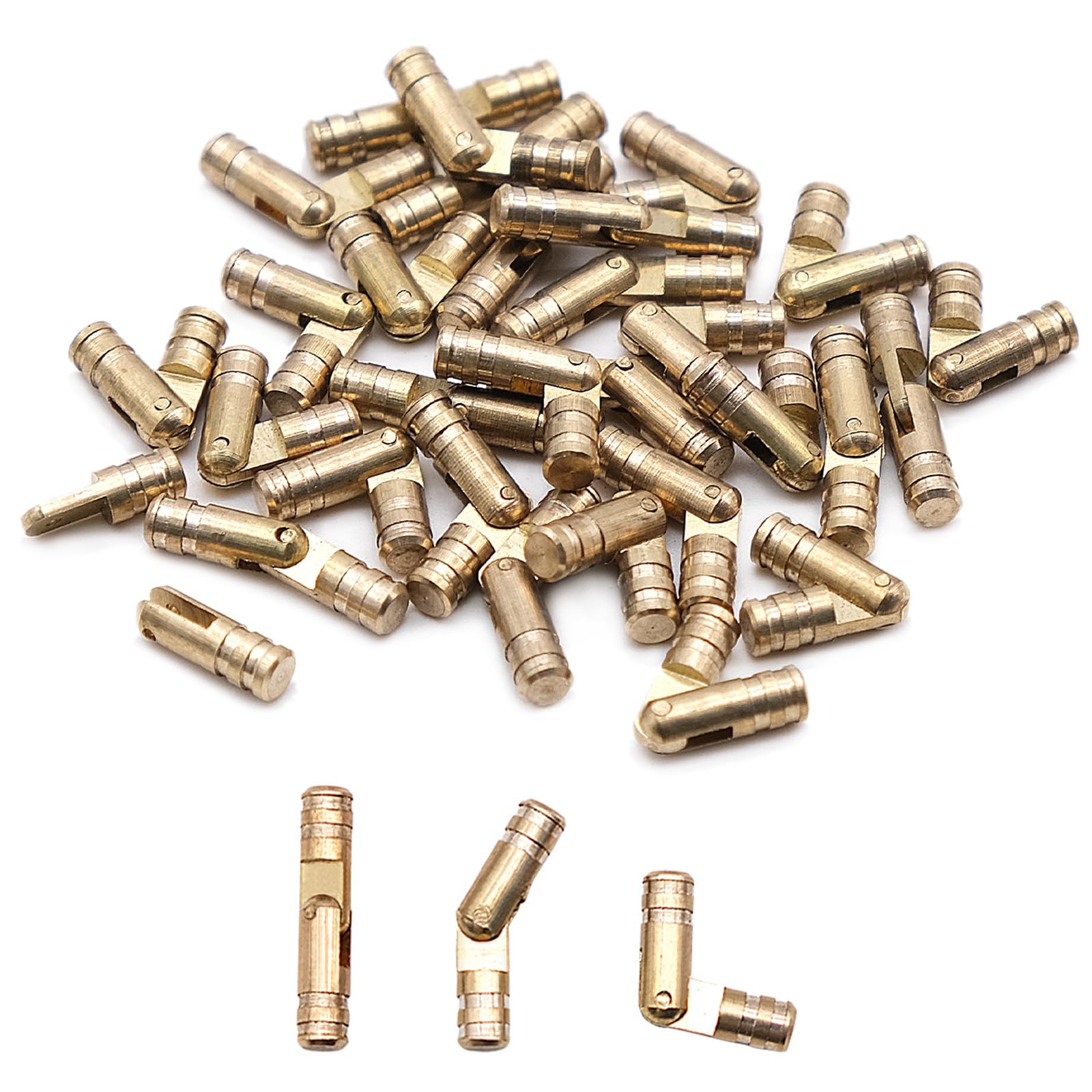 WSAMJIN 30 Pack Mini Hidden Brass Hinges for Jewelry Box Cabinet Door (0.5 x 2 cm, Gold)
