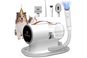 FIXR Dog Vacuum for Shedding Grooming, 12000pa Suction Dog Hair Vacuum, Pet Grooming Kit with 2l Dust Cup, Low Noise, 3 Levels, 5 Grooming Tools