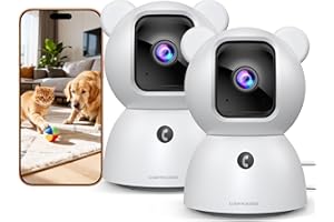 2 Pack 2.5K Cameras for Home Security, Non-Subscription AI Human/Pet/Crying Detection, 4MP Dog/Cat/Pet Camera Indoor with Pho