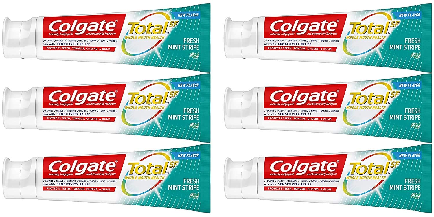 Colgate Total Fresh Mint Stripe Gel Toothpaste, 6.3 Ounce, 6 Pack : Beauty