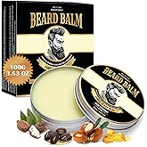 Beard Balm for Men, 100% Natural with Shea Butter, Argan Oil, Jojoba Oil, Vitamin E - 3.53OZ Conditioner Softener Moisturizer