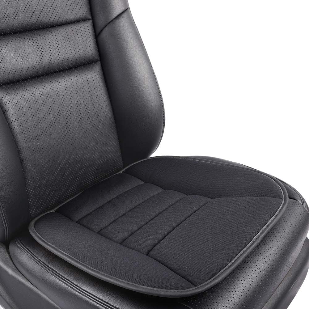 KOYOSO Car Seat Cushion, Car Seat Pad Memory Foam Mat for Auto Office Chair Back Sciatica Pain Relief - Black (1PC)