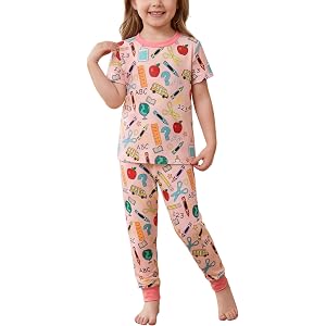ODOLDI Back to School Outfit for Boys Girls 2 Piece Set | 2 Piece Kids Casual Clothing Set with Short Sleeve Top and Long Pan