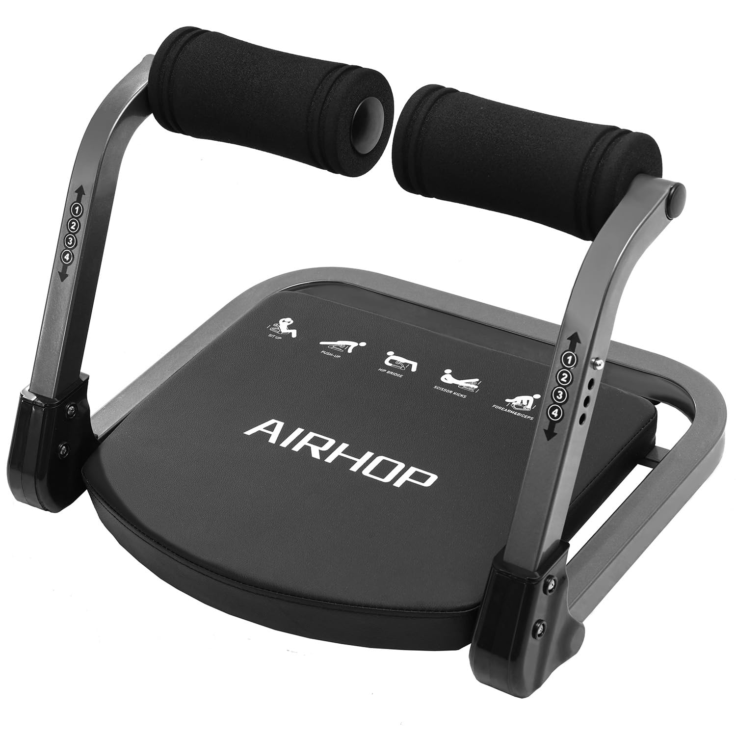 AIRHOP Ab Machine for Stomach Workout, Abs Workout Equipment for Sit Up Exercise, 4-Speed Adjustable Ab Trainer Machine with Automatic Rebound, Home Gym Abdominal Exercise Equipment for All Ages