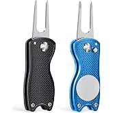 GreenHaven 2-6 Pack Golf Divot Repair Tool Magnetic Ball Marker Foldable | Pop-up Fork Tine, Putt Alignment, Golf Green Tool, Divot Ball Marker Set, Golfer Gift