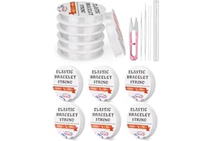 JUPEAN 6 Sizes Stretchy Bracelet String Elastic String for Bracelet Making Easy to Knot with Jewelry Making Supplies Beading Needles and Container for Storage