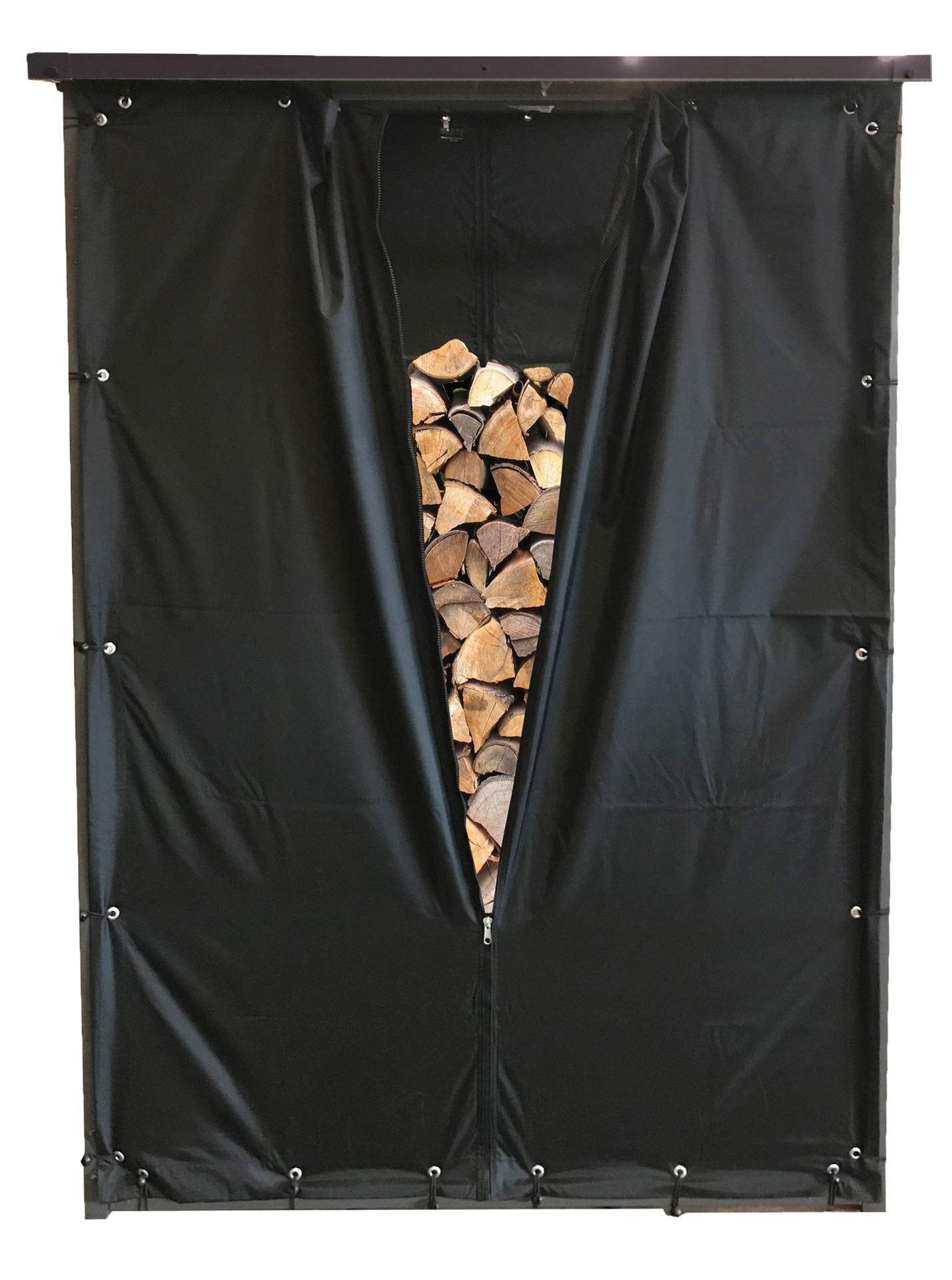 QUICK STAR Weather protection front and back panel made of polyester for firewood shelter, 143 x 70 x 185 cm