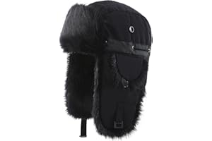 Connectyle Men's Trapper Hat Faux Fur Lined Winter Earflap Hat Warm Windproof Snow Ski Hats