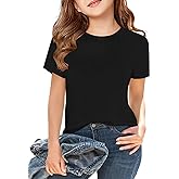 Girls Short Sleeve T Shirts Kids Summer Tops Crewneck Tees 5-14 Years