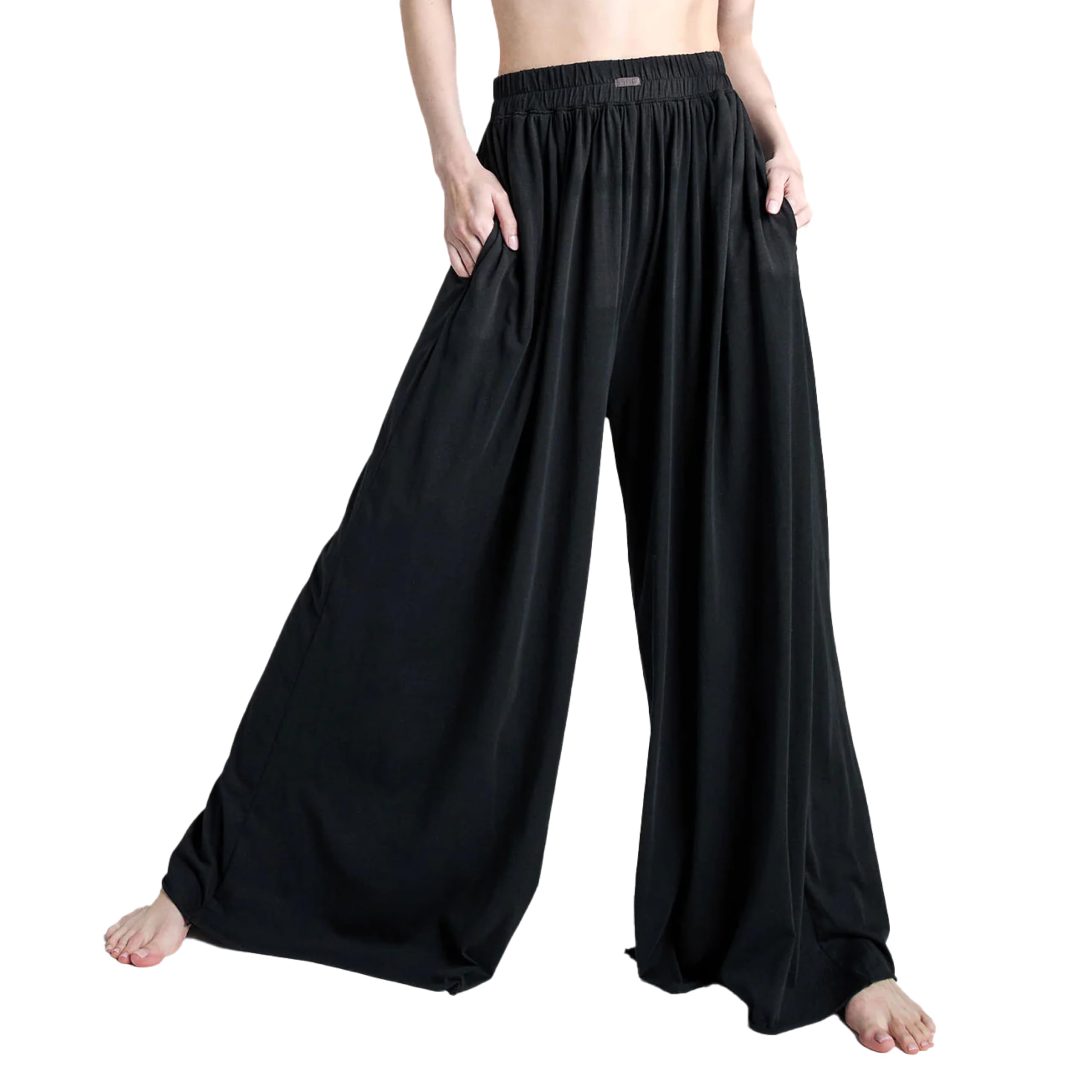 Photo 1 of Lunya Organic Pima Wide Leg Cotton Pants for Women - Organic Cotton Palazzo Pants - High Rise Wide Waistband - Raw Hem for Customization - Relaxed Lounge Wear - Medium - Immersed Black
