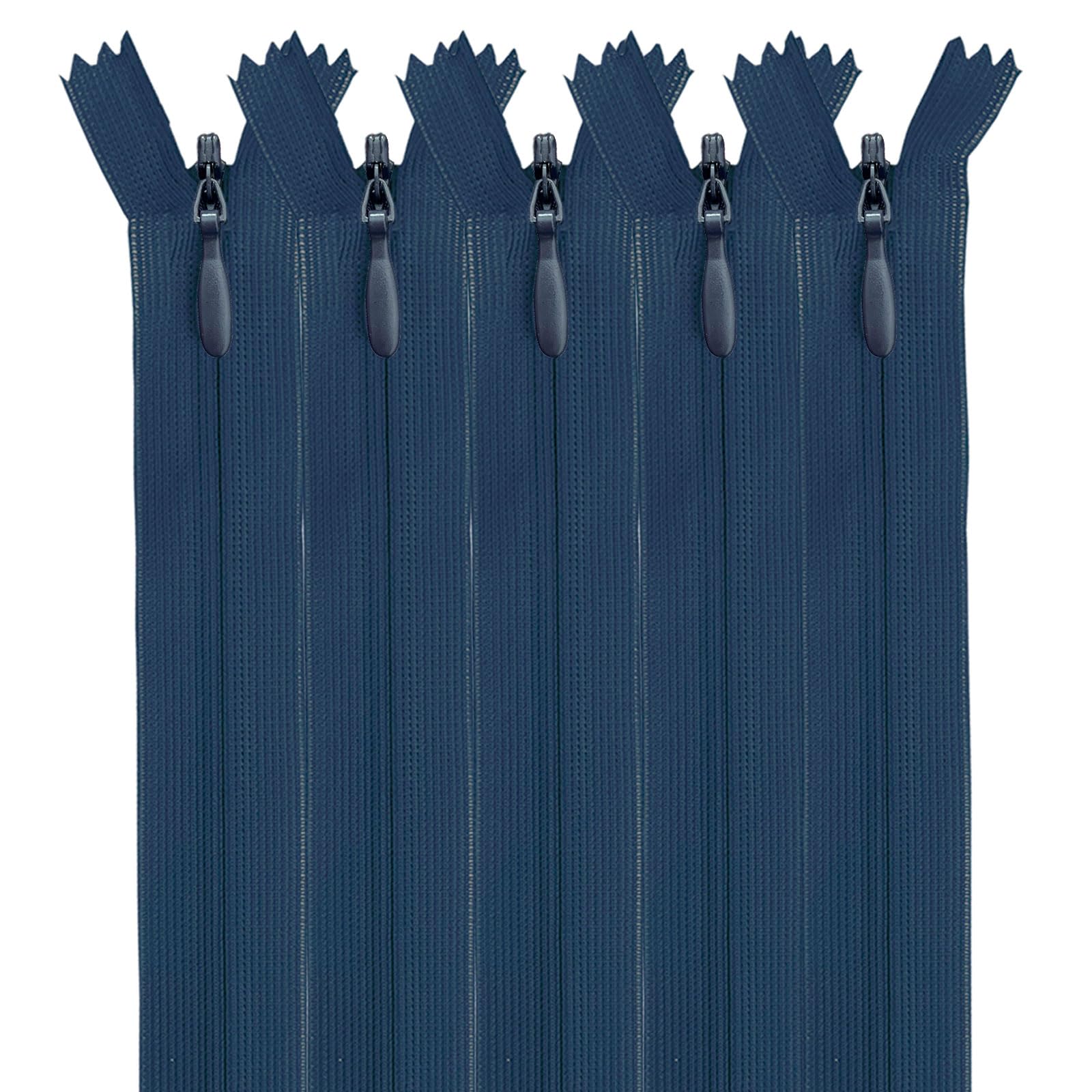 MARARDI [Pack 5] Invisible Zippers [Navy Blue] Nylon [22 cm] Zippers for Sewing and Crafts for Clothing, Clothing, Sewing Bags, Cotton Fabric with Metal Closure — image 1