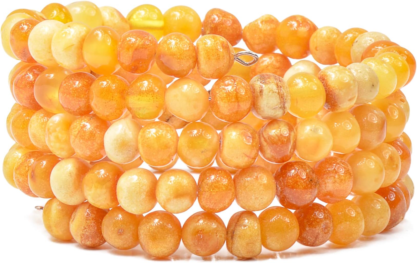 Genuine Baltic Amber Bracelet for Women - Made on Memory Wire - Handmade Natural Amber Beads Jewelry for Adult