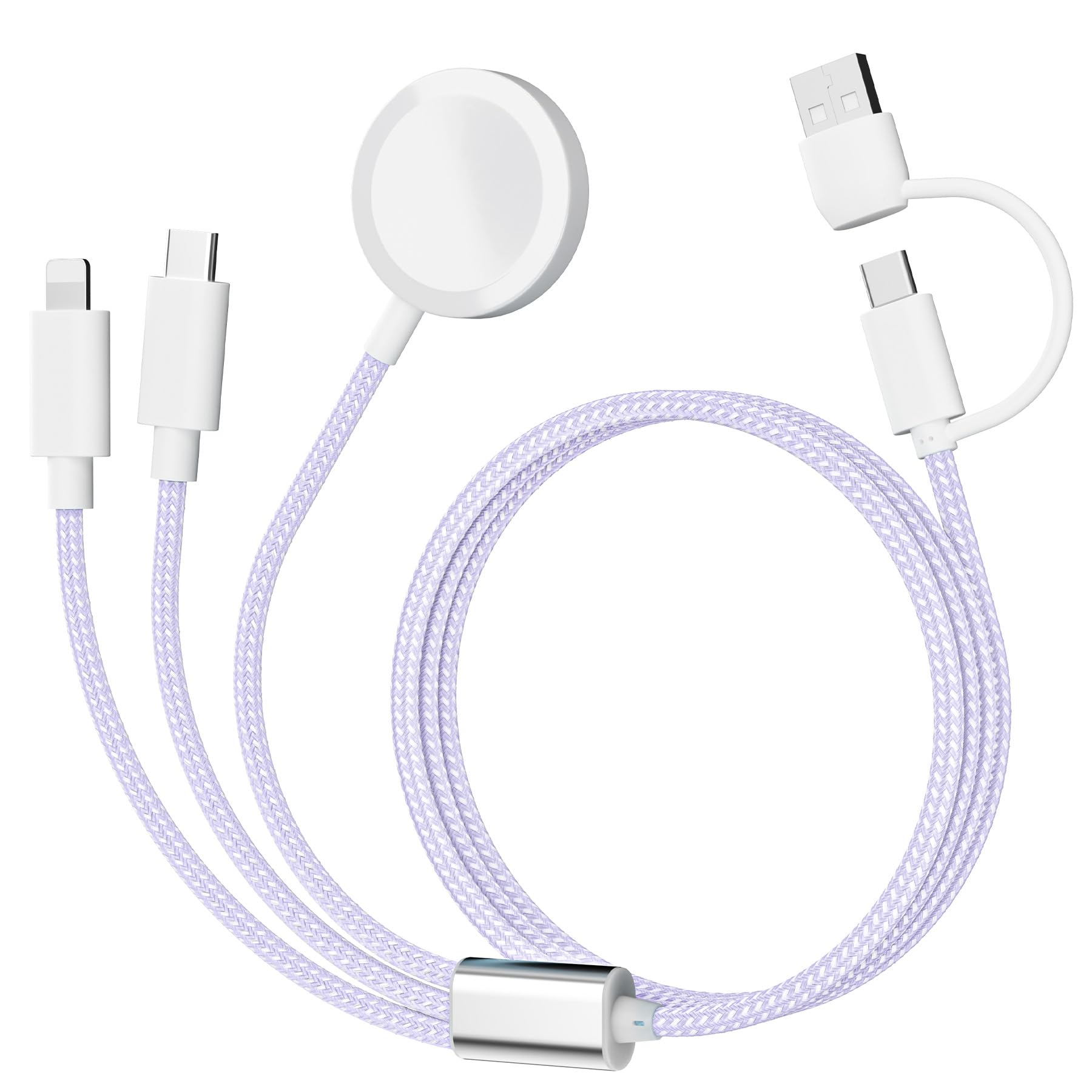 Photo 1 of ???????? ????? ???? Charging USB C Watch Phone Charger 3 in 2 Cable, Compatible with Apple Watch Ultra SE Series 1-11, Universal Travel Multi Devices All in One Cord, 4FT/1.2M-Purple