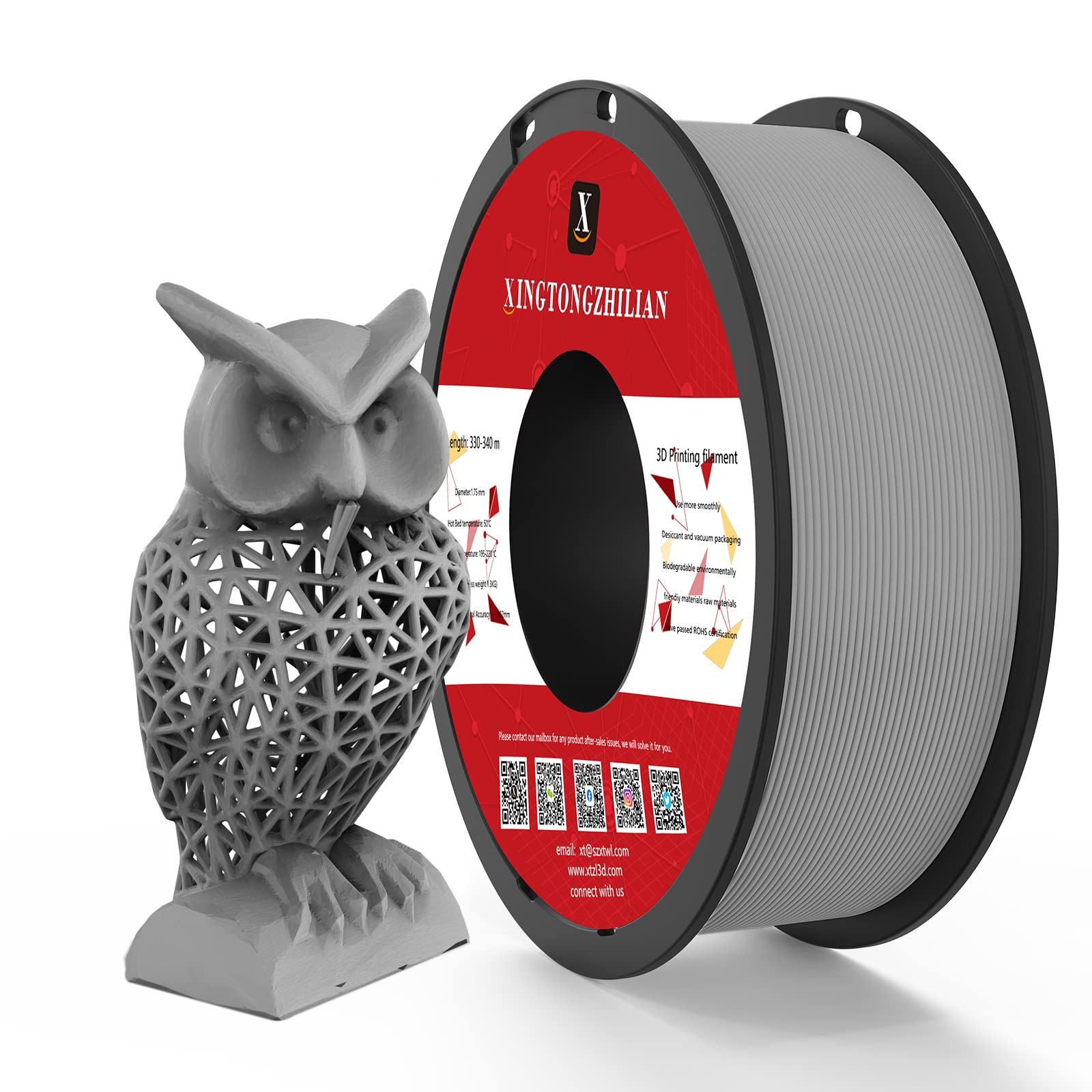 PETG+ Filament 1.75mm, PETG+ 3D Printer Filament, Dimensional Accuracy +/- 0.02mm,3D Printing Filament for 3D Printers, 1Kg/ 1Spool Grey