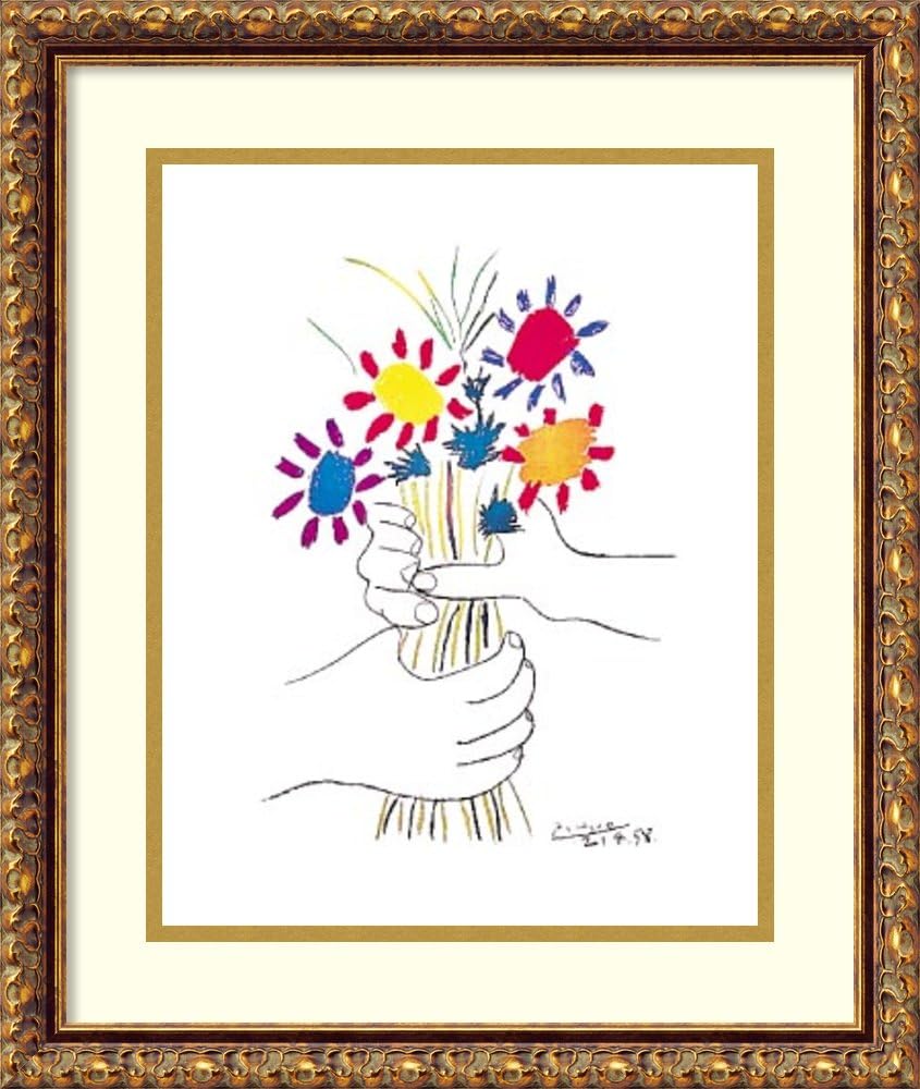 Framed Wall Art Print Hands with Bouquet (Fleurs et Mains