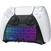 TiMOVO RGB Backlight Keyboard for PS5 Controller, Black | Wireless Bluetooth Mini Keypad Chatpad for PlayStation 5 Controller, Upgraded Built-in Speaker &amp; 3.5mm Audio Jack