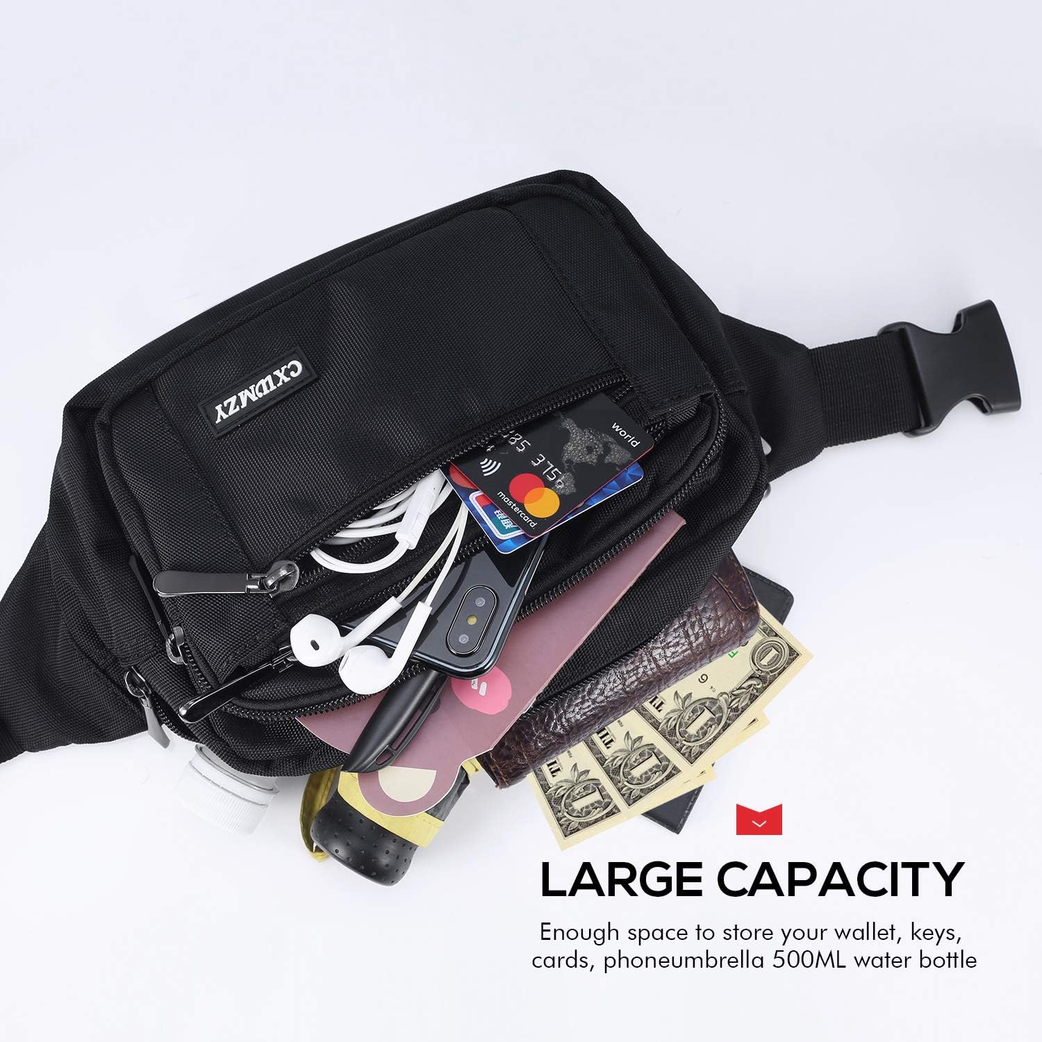 CXWMZY Waist Pack Bag Fanny Pack for Men&Women Hip Bum Bag with Large Capacity Waterproof Adjustable Strap Suitable for Outdoors Workout Traveling Casual Running Hiking Cycling Dog Walking Fishing
