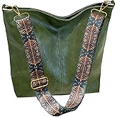 Huwzder Hobo Bags Vegan Leather Crossbody Bag Guitar Strap Shoulder Purses with Zipper Handbags for Women