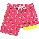 Cozople Boys Swim Trunks with Boxer Brief Liner Compression Swimwear Quick Dry Swim Shorts Bathing Suits 7-20 Years