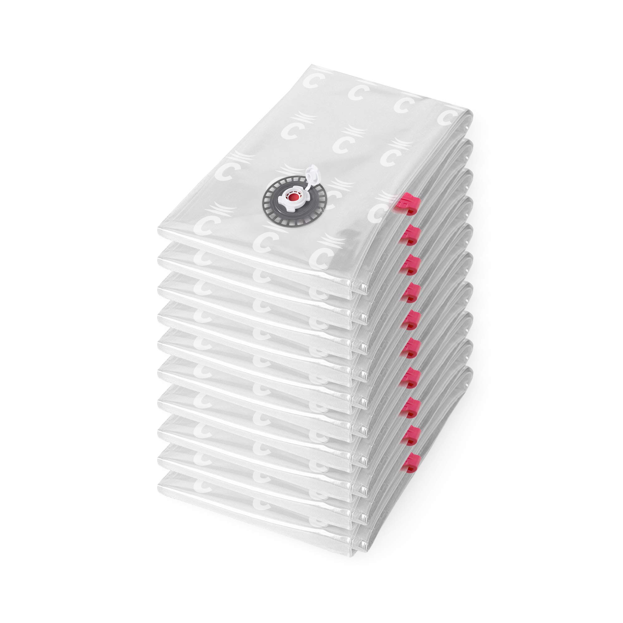 Compactor Aspispace Set of 10 Medium Vacuum Compression Bags – Reduces Volume By 3X, Reusable, Transparent