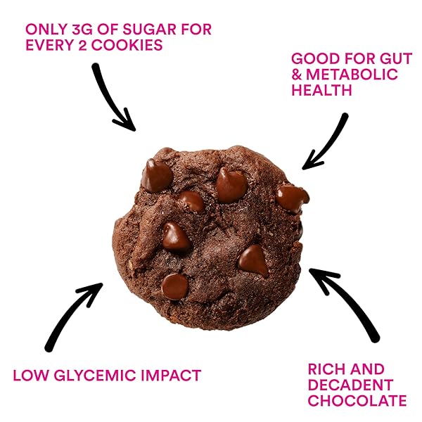 JOYDAYS CHOCOLATE COOKIES, LOW SUGAR, HEALTHY SNACKS FOR ADULTS AND KIDS, SNACK PACKS, LOW GLYCEMIC SOFT BAKED COOKIE FOR BREAKFAST OR DESSERT, 3G PROTEIN, 3G SUGAR, 5G FIBER (6-PACK, DOUBLE CHOCOLATE CHIP)