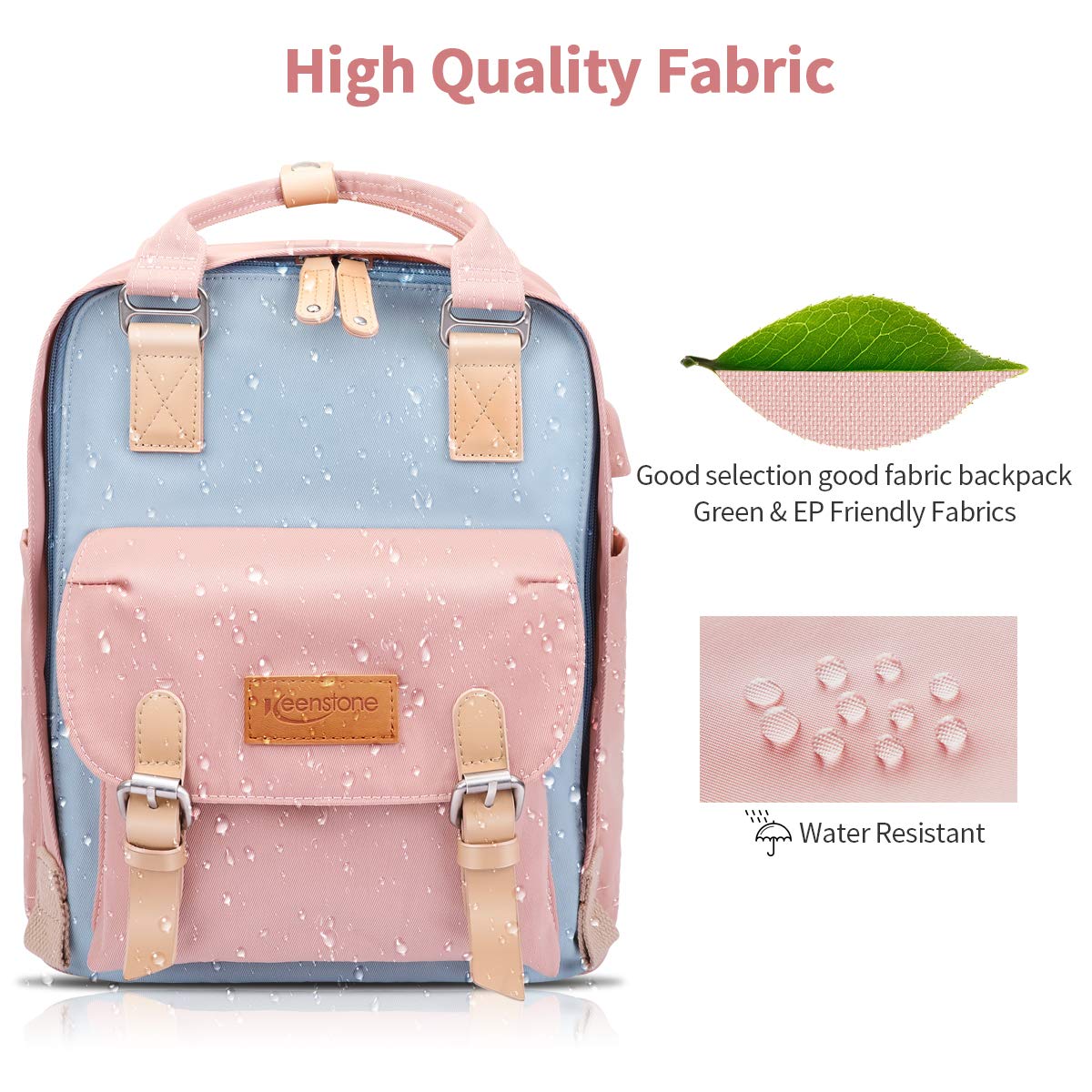 Keenstone Rucksack Satchel Backpack with laptop compartment for Women,Travel Laptop Computer Backpacks with USB Charging Port, Water Resistant College School Bookbag Fits 14 Inch Notebook(Blue)