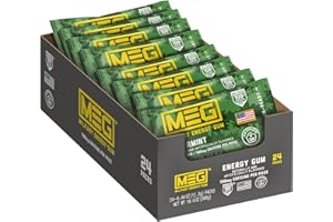 MEG (Military Energy Gum) - Spearmint | Enhance Your Physical Performance with 100mg of Caffeine Per Piece, Ultimate Energy Boost for Workouts, Alternative to Energy Drinks | Pack of 24