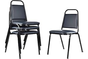 OEF Furnishings OEF9100 Series Banquet Chairs Premium Commercial Seating (4 Pack, Vinyl, Midnight Blue, Black Frame)