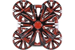 Winjet 14 Inches Wheel Rim Cover Hubcaps, Hubcap Wheel Cover Replacement for Car Truck SUV R14 Universal ABS Hub Caps Wheel Covers Accessories Set of 4 (Lacquer Black Lacquer & Red Lacquer)