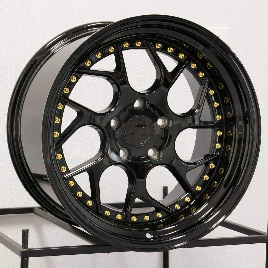 AodHan DS01 Wheel - Gloss Black W/Gold Rivets: 18x10.5 Wheel Size; 5x114.3 Lug Pattern; 73.1mm Hug Bore; 22mm Off Set.