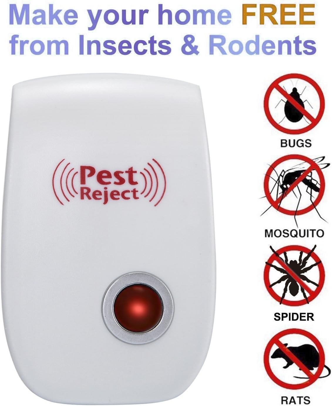 Miohy Pest Control Ultrasonic Pest Repeller-Pack of 4 Electronic Plug In Repeller indoor for Mosquitoes, Mice, Ants, Roaches, Spiders, Bugs, Flies, Insects, Rodents Not Toxic