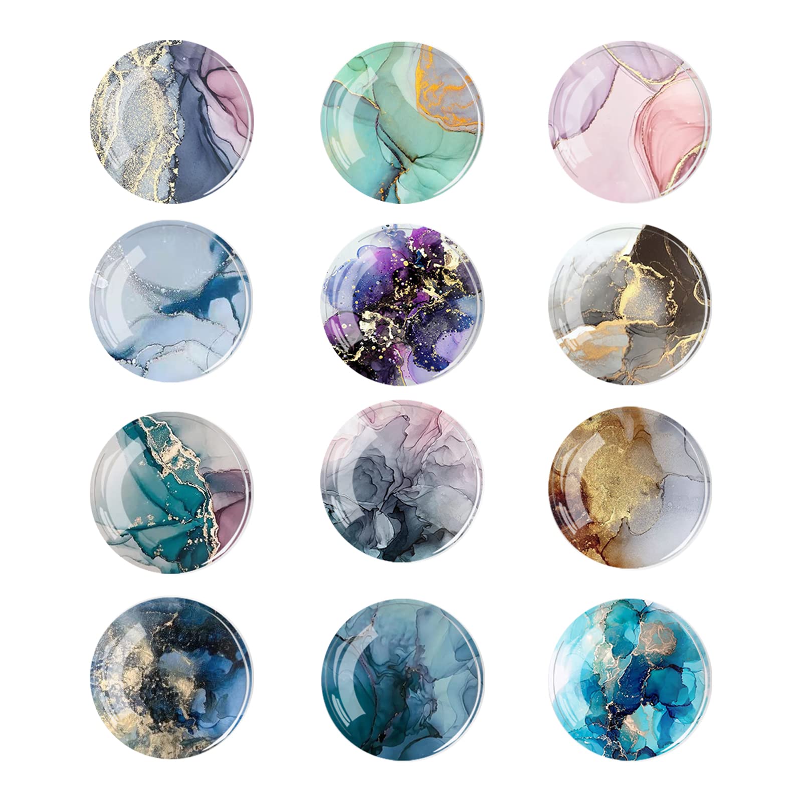 FuninCrea 12 Pack Marbling Fridge Magnets 3D Glass Notice Board Office Magnets Set Vintage Aesthetic Marbling Small Fridge Magnets Decorative Refrigerator Magnets for Home Office Whiteboard (03#)
